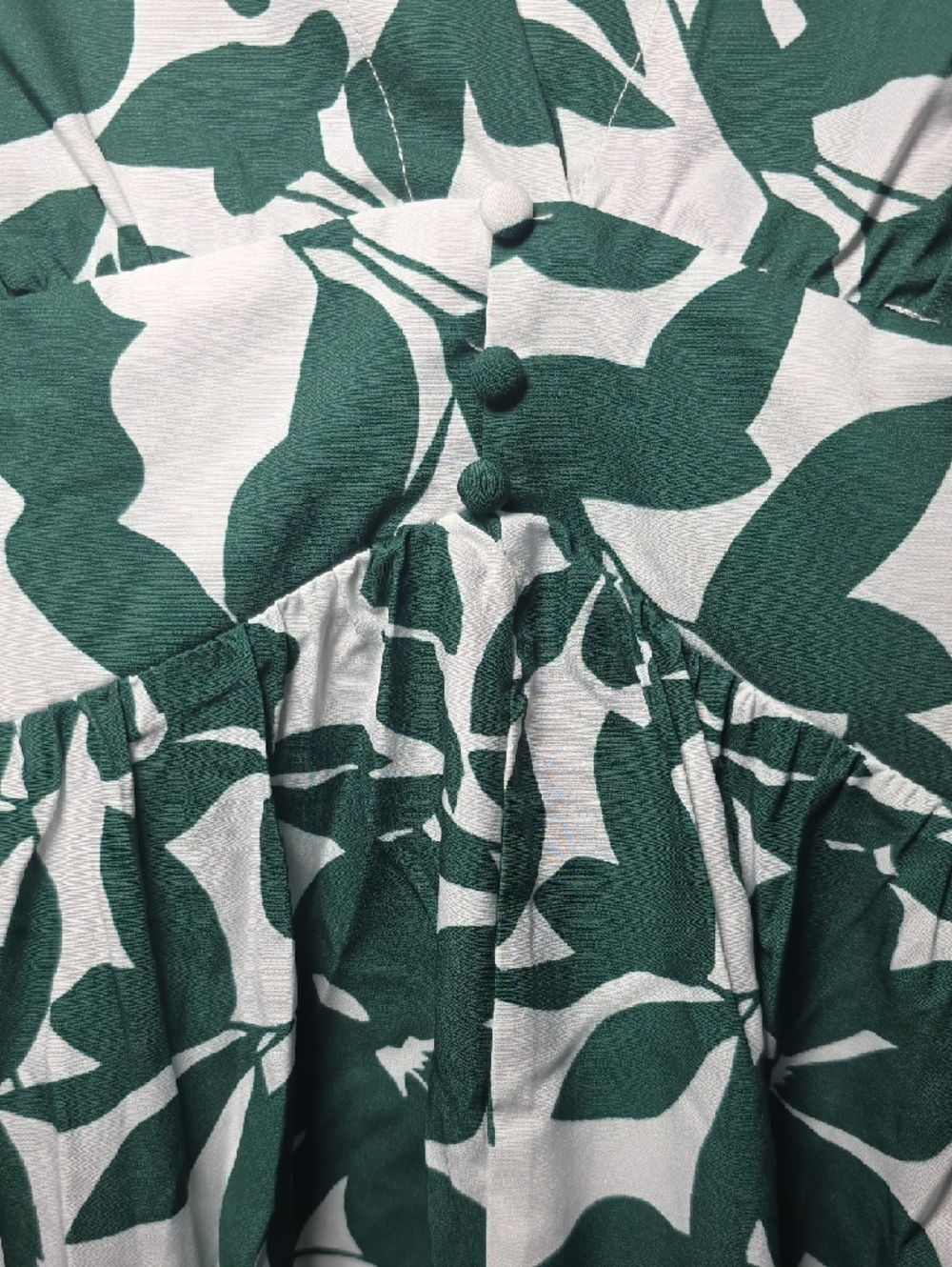 SHEIN Green and White Leaf-Print V-Neck Maxi Dress XXL NIB - Picture 4 of 8